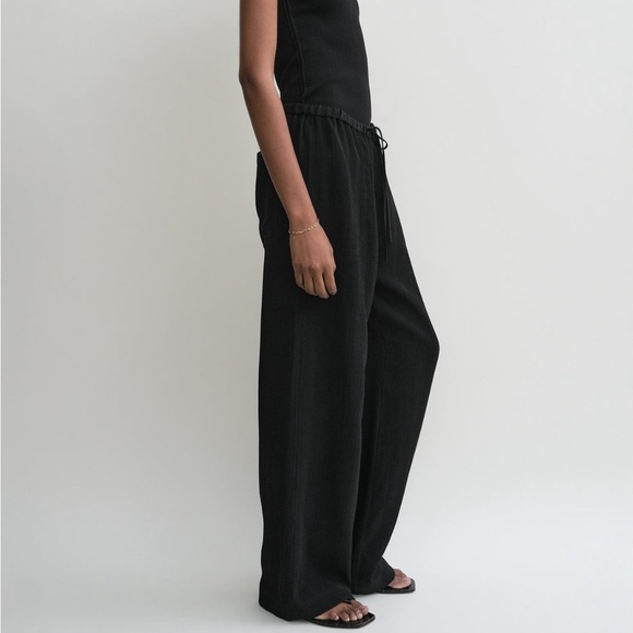 {Toteme} Woven Stripe Drawstring Trousers - Picture 2 of 9